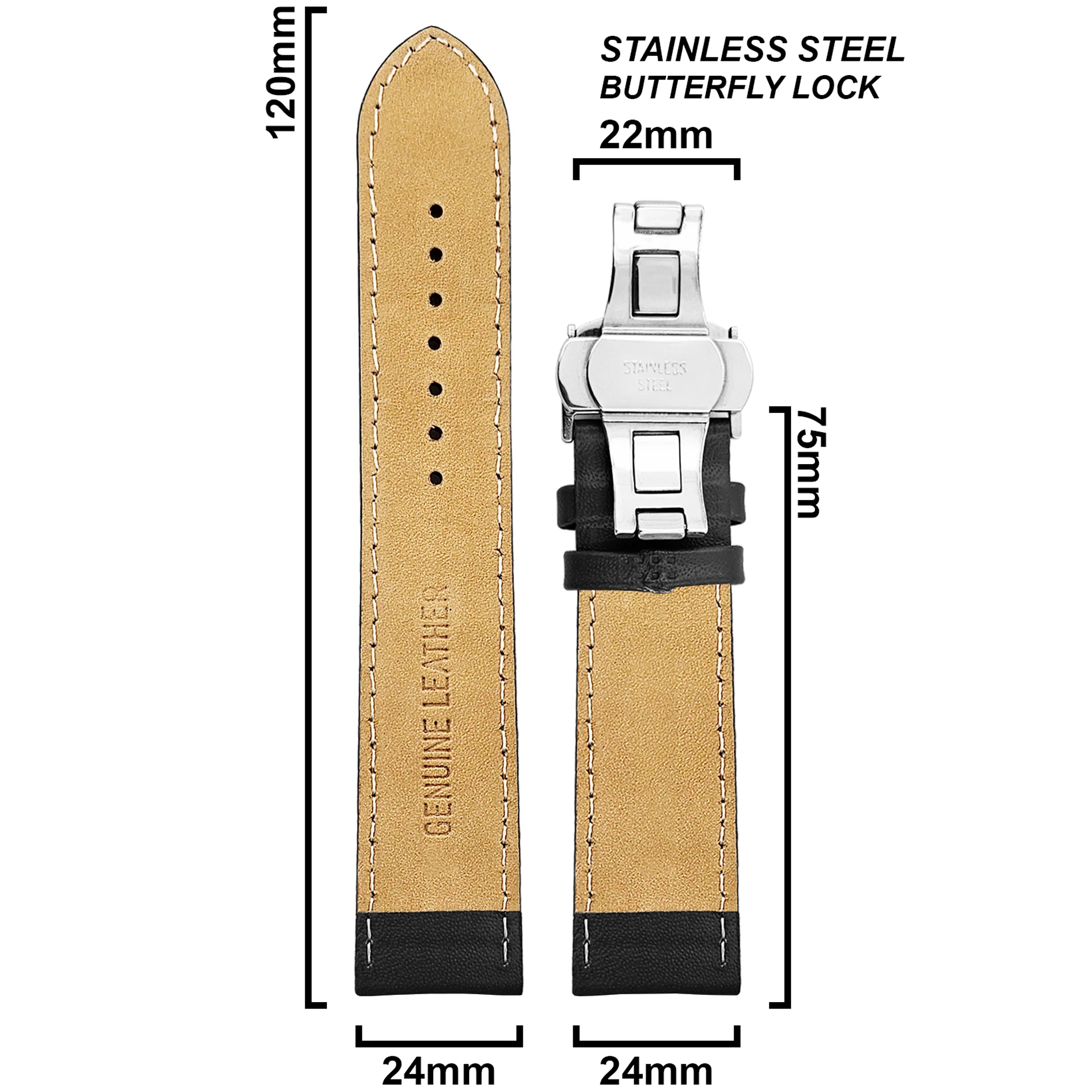 DBLACK [ARLONG] LEATHER STRAP W/ BUTTERFLY LOCK - Image 12