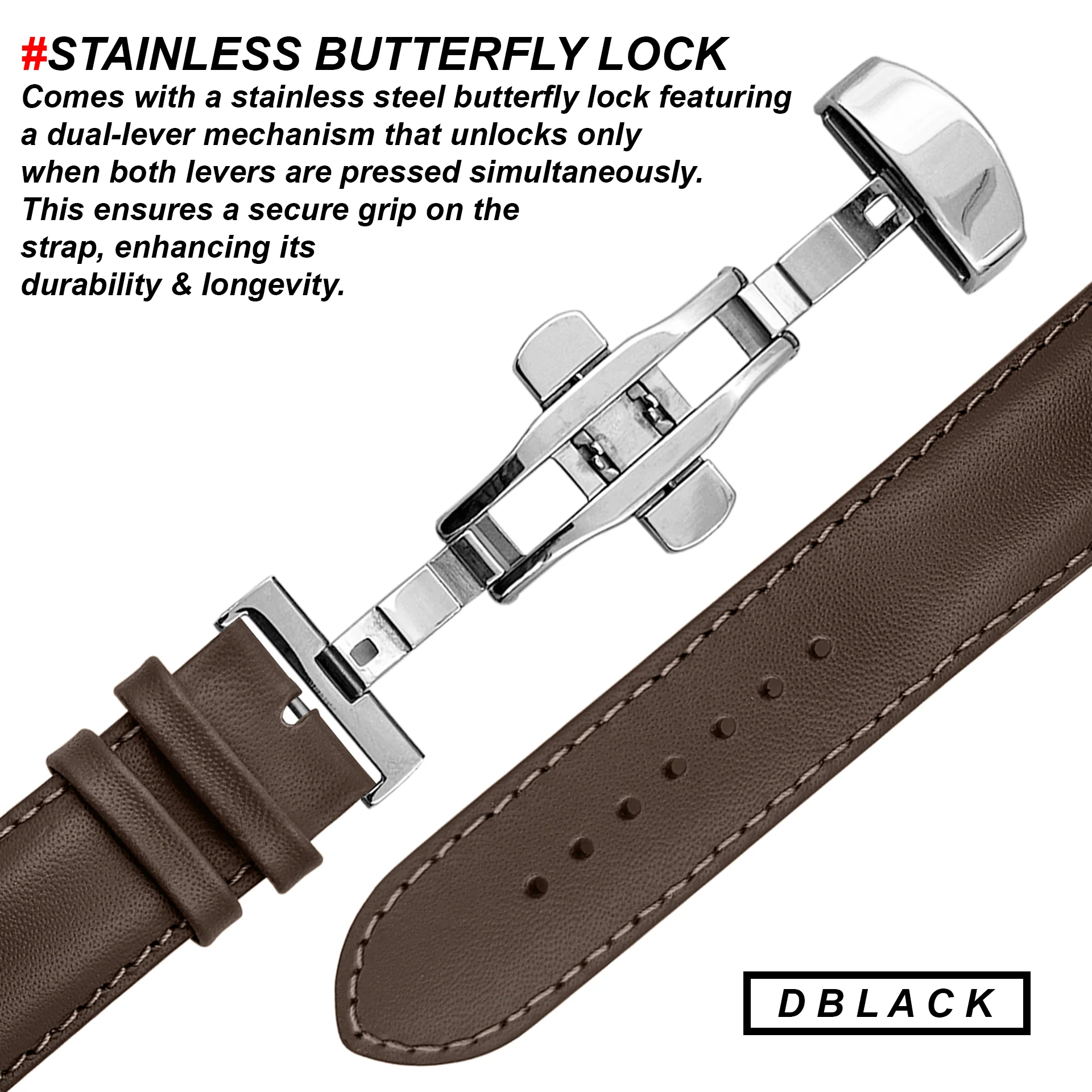DBLACK [ARLONG] LEATHER STRAP W/ BUTTERFLY LOCK - Image 5