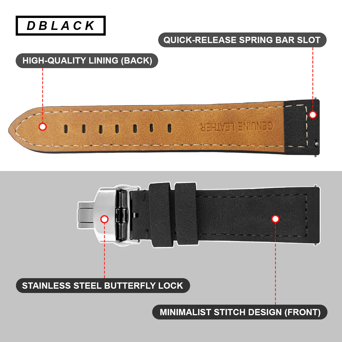 DBLACK [BUZZ] QUICK RELEASE, PREMIUM LEATHER STRAP - Image 10