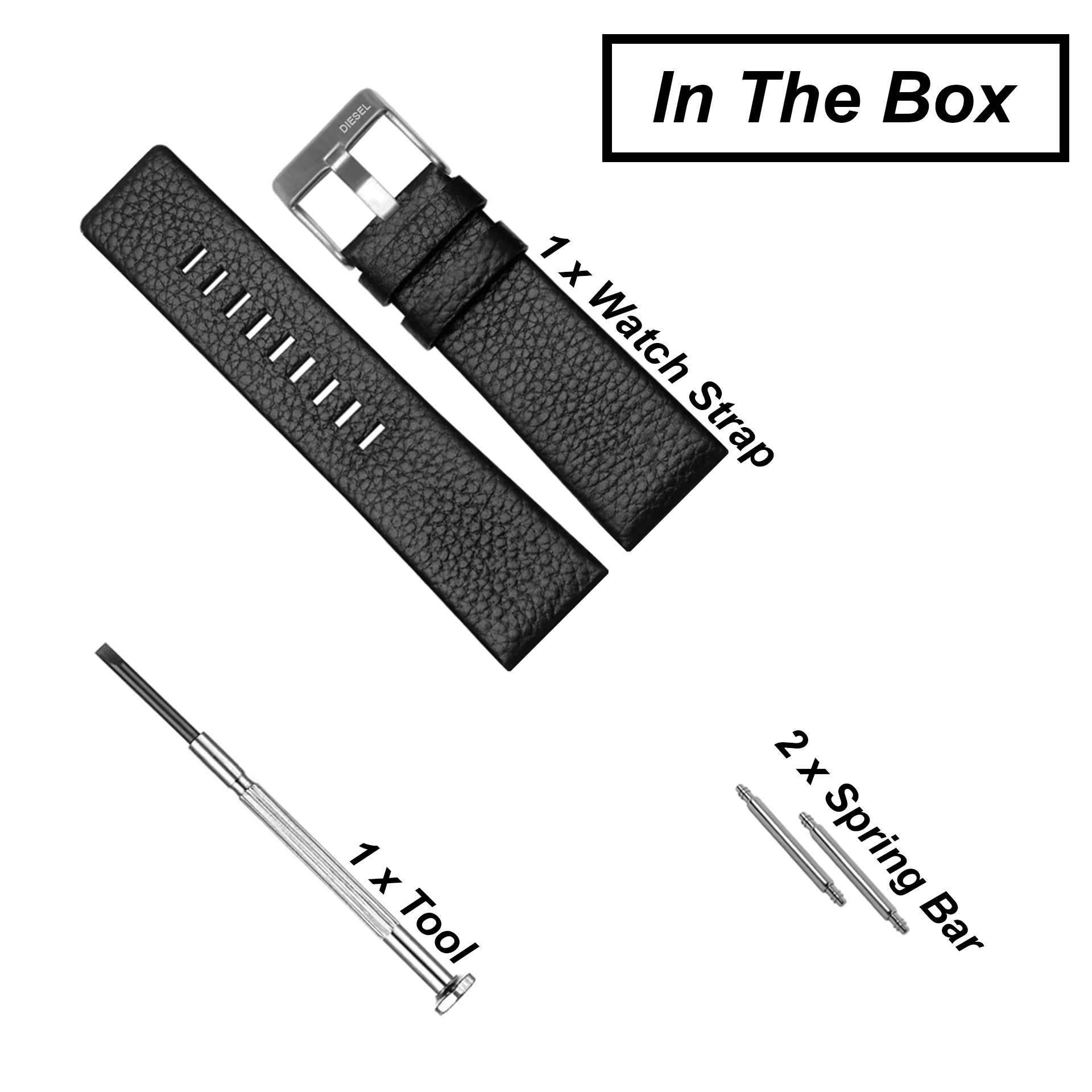 DBLACK [DSLDS2] PEBBLE DESIGN, LEATHER WATCH STRAP // FOR "DIESEL" WATCHES - Image 7