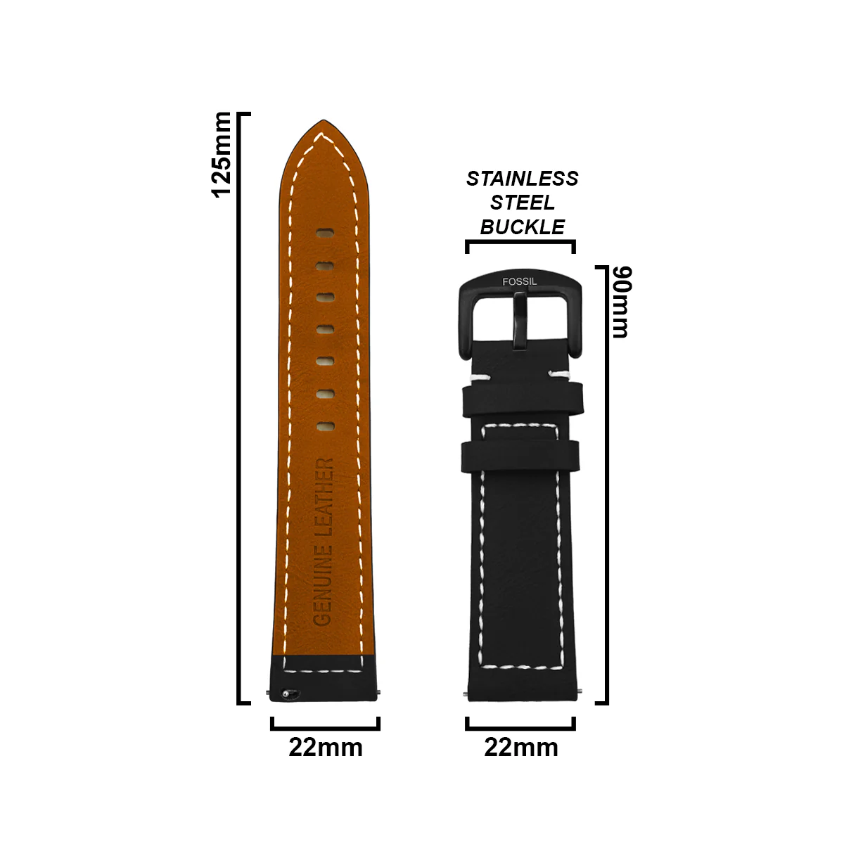 DBLACK [FSLDS-05] 22MM NYLON STITCH w/ QUICK RELEASE - LEATHER WATCH STRAP // PERFECT FOR "FOSSIL" WATCHES - Image 3