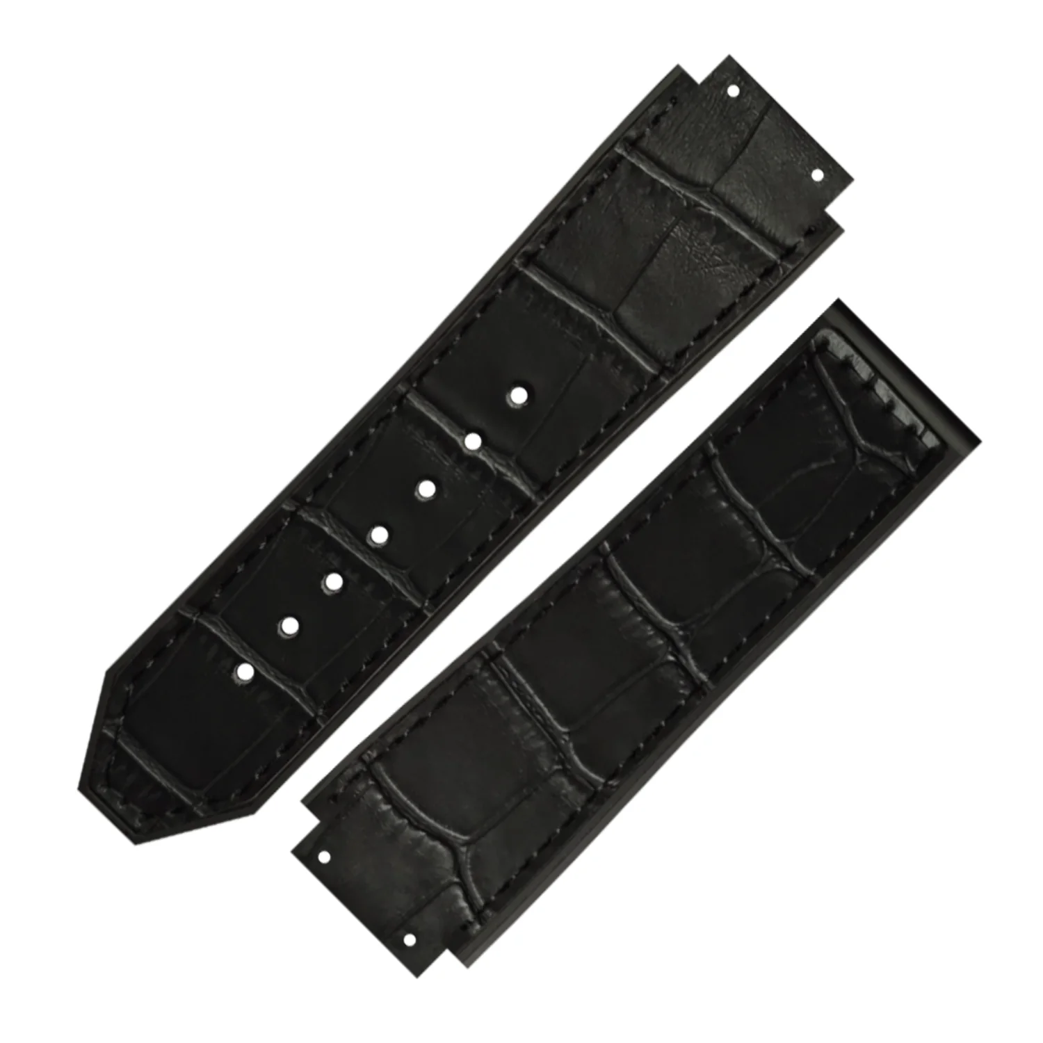 DBLACK [HLS] 25MM CROCO DESIGN, LEATHER WATCH STRAP // COMPATIBLE WITH  "HUBLOT" WATCHES - Image 4
