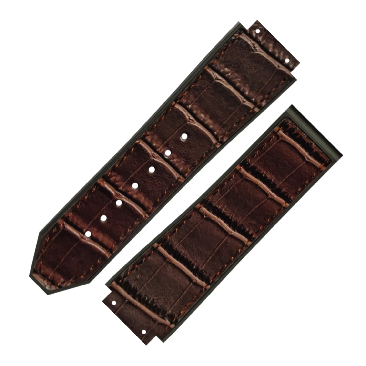 DBLACK [HLS] 25MM CROCO DESIGN, LEATHER WATCH STRAP // COMPATIBLE WITH  "HUBLOT" WATCHES - Image 5