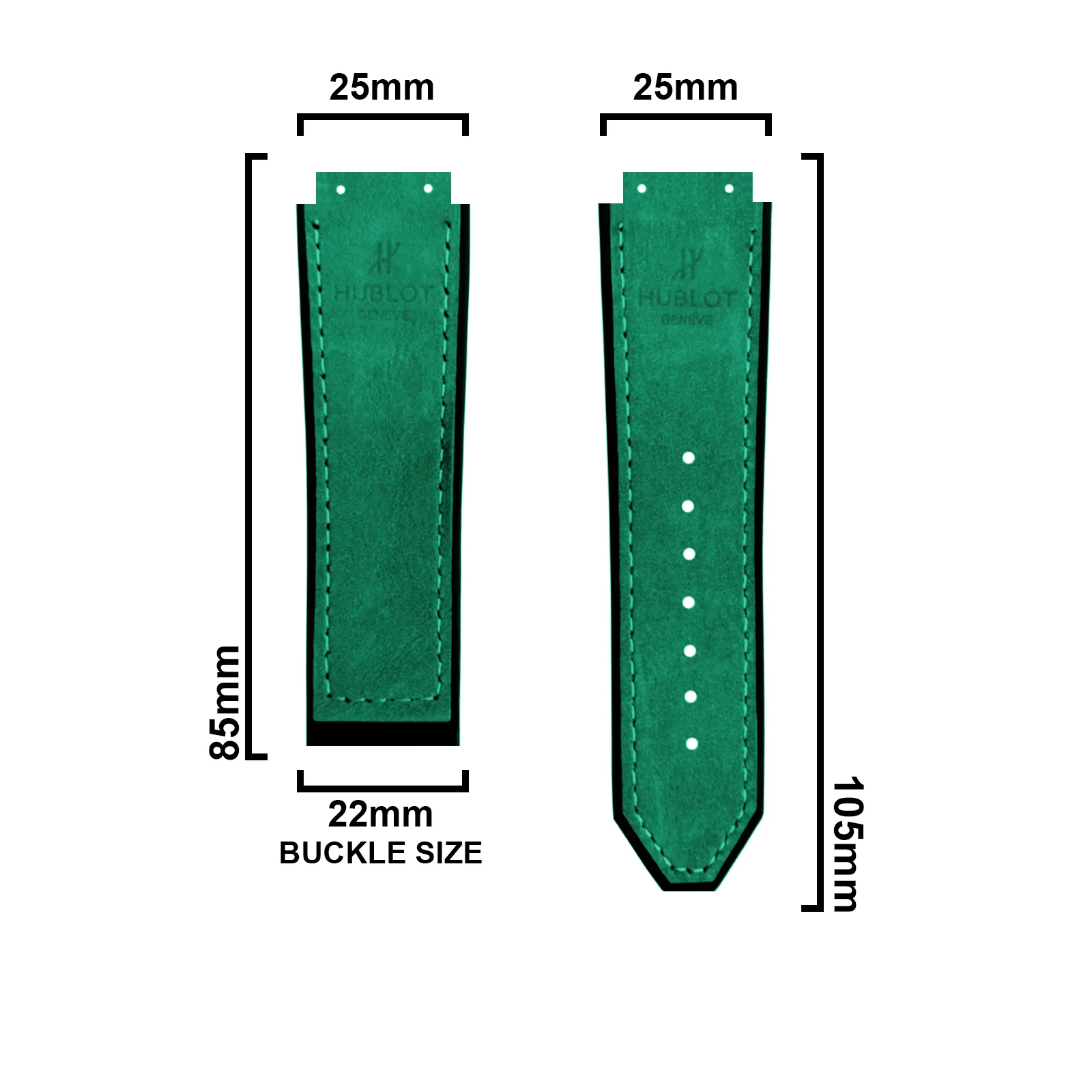 DBLACK [HLS] 25MM PLAIN DESIGN, LEATHER WATCH STRAP // COMPATIBLE WITH "HUBLOT" WATCHES - Image 17