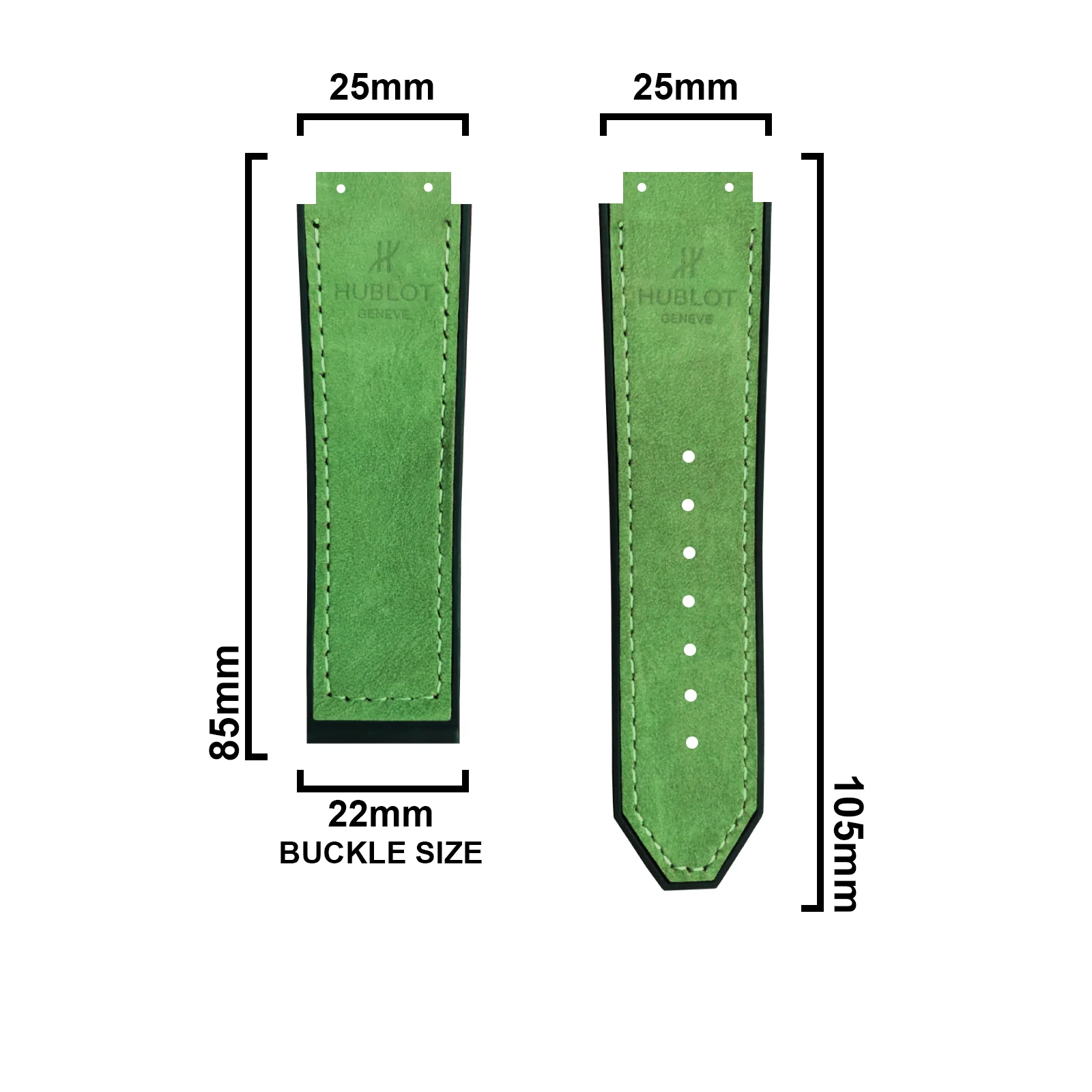 DBLACK [HLS] 25MM PLAIN DESIGN, LEATHER WATCH STRAP // COMPATIBLE WITH "HUBLOT" WATCHES - Image 18