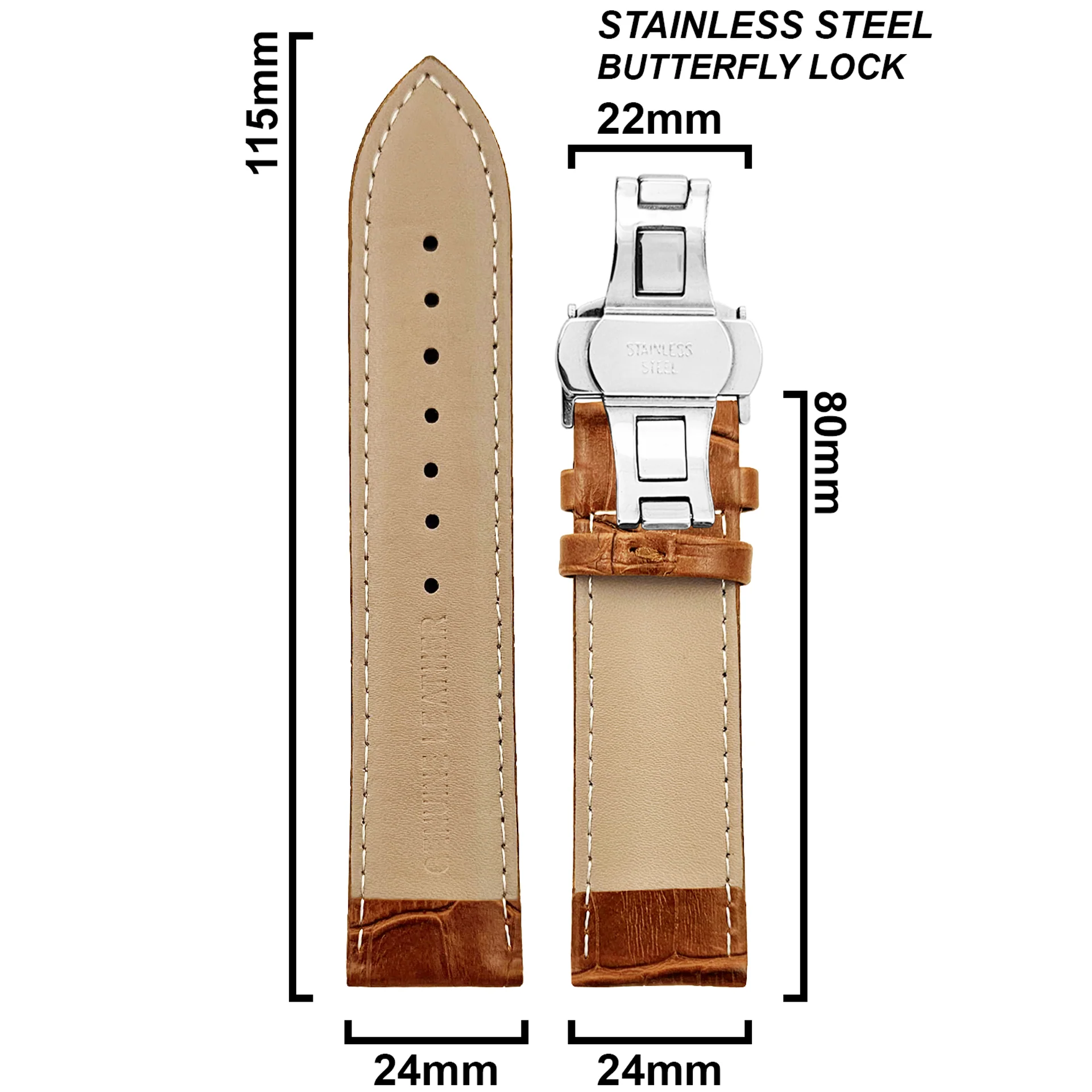 DBLACK [HOOK] CROCO DESIGN W/ BUTTERFLY LOCK, LEATHER STRAP - Image 25