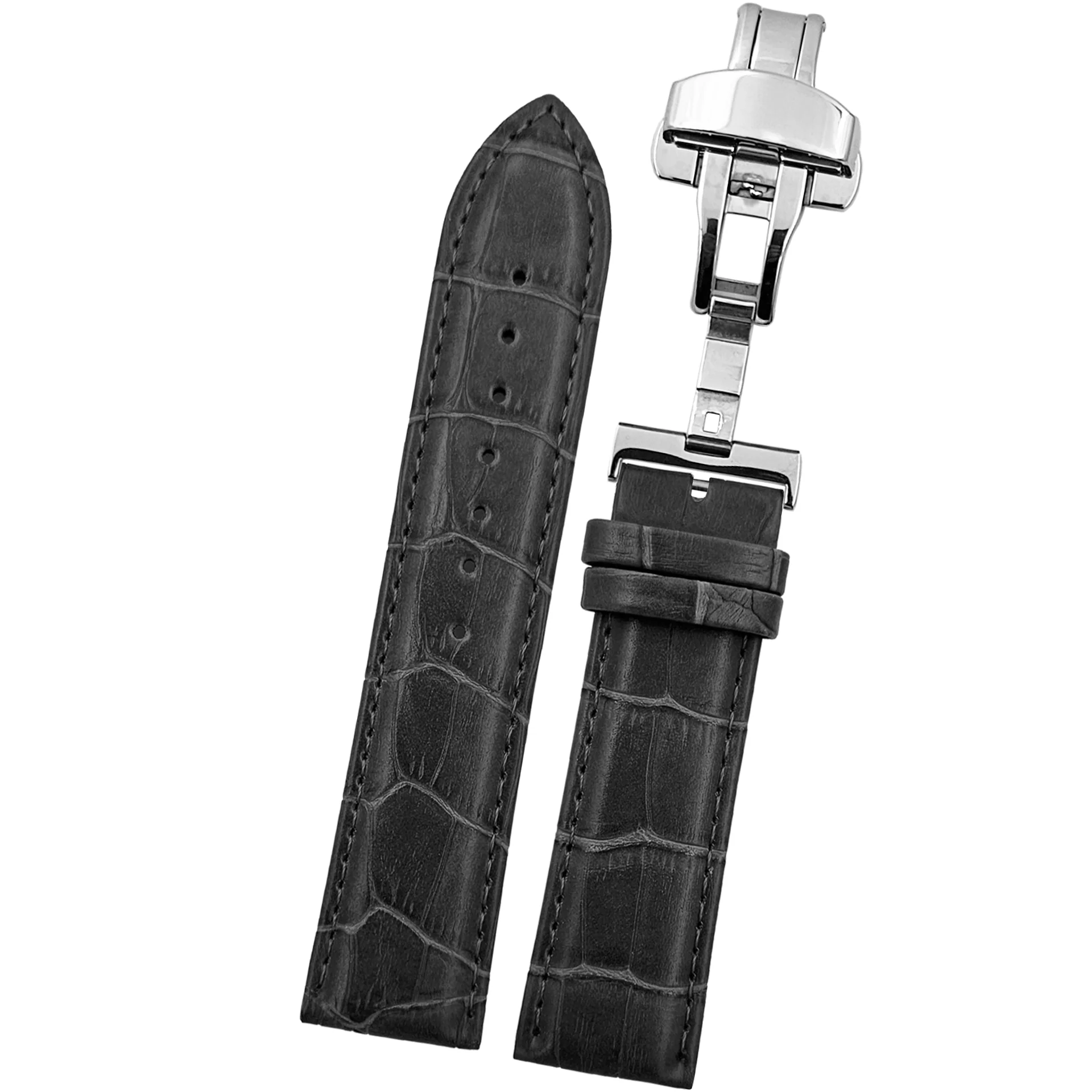 DBLACK [HOOK] CROCO DESIGN W/ BUTTERFLY LOCK, LEATHER STRAP - Image 4