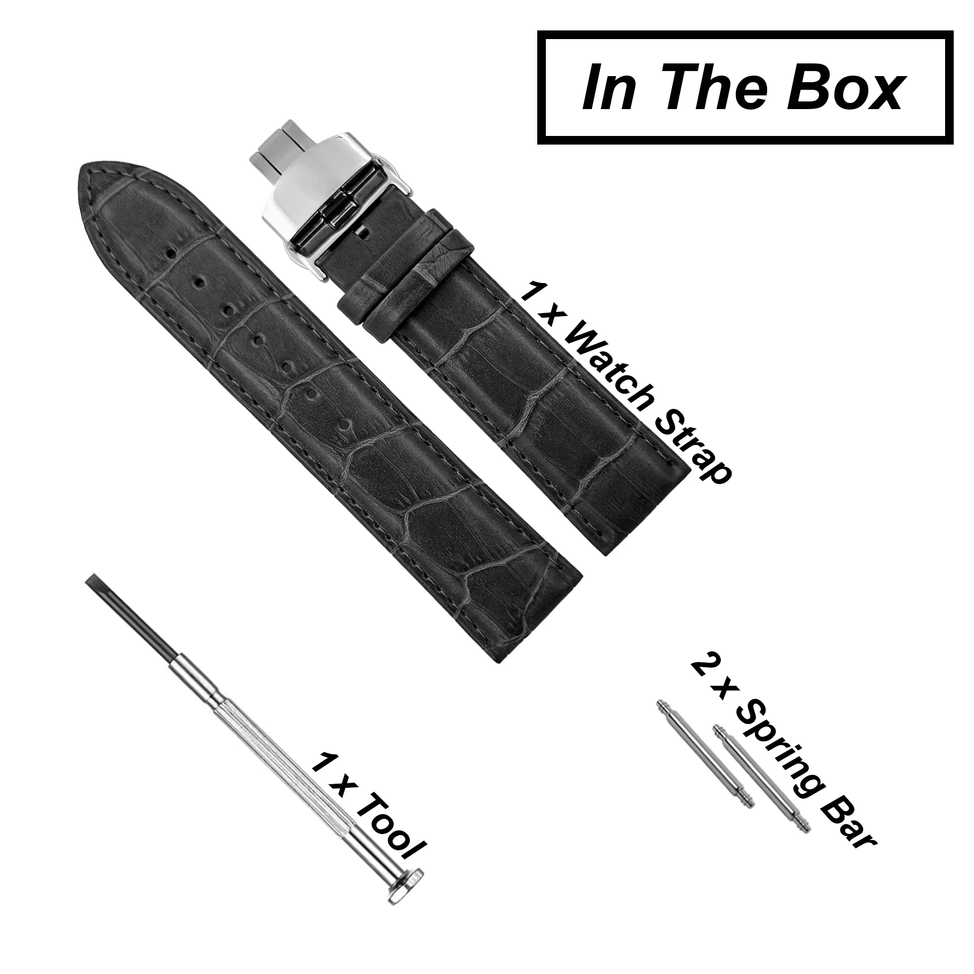 DBLACK [HOOK] CROCO DESIGN W/ BUTTERFLY LOCK, LEATHER STRAP - Image 8