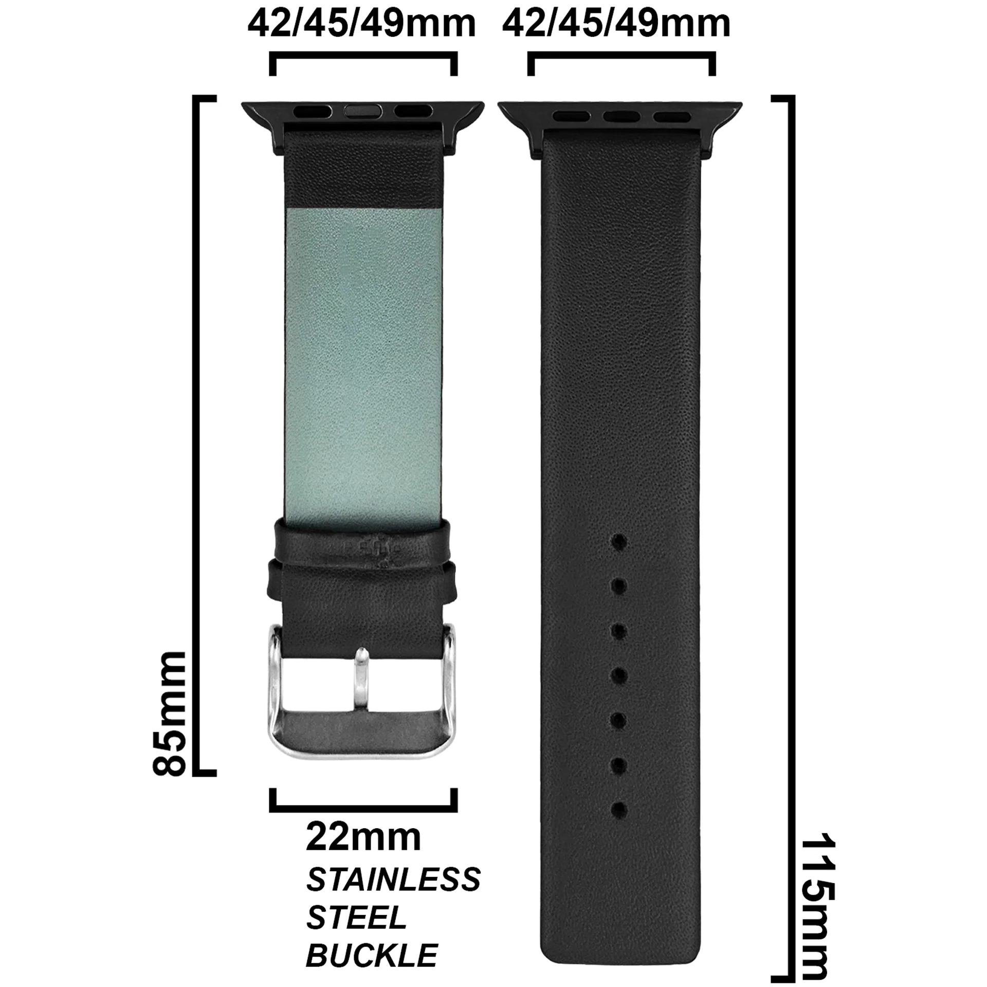 DBLACK [KIZARU] SEAMLESS NO-STITCH, LEATHER WATCH STRAP // DESIGNED FOR "APPLE" SMARTWATCHES - Image 5