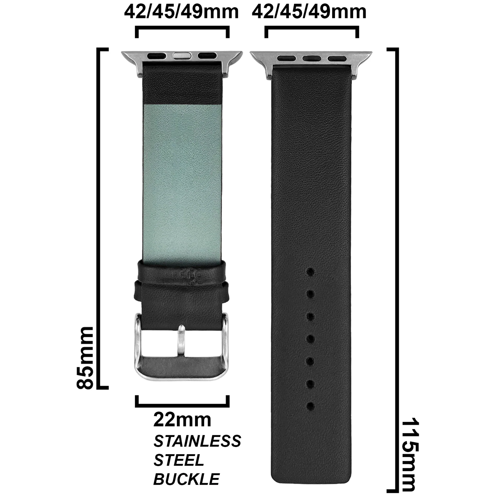 DBLACK [KIZARU] SEAMLESS NO-STITCH, LEATHER WATCH STRAP // DESIGNED FOR "APPLE" SMARTWATCHES - Image 6