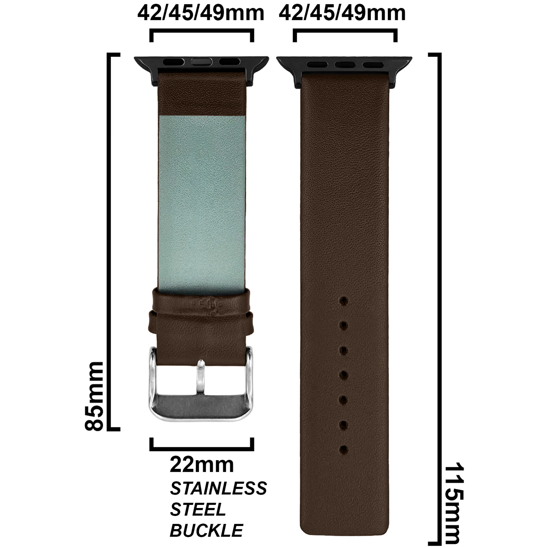 DBLACK [KIZARU] SEAMLESS NO-STITCH, LEATHER WATCH STRAP // DESIGNED FOR "APPLE" SMARTWATCHES - Image 7