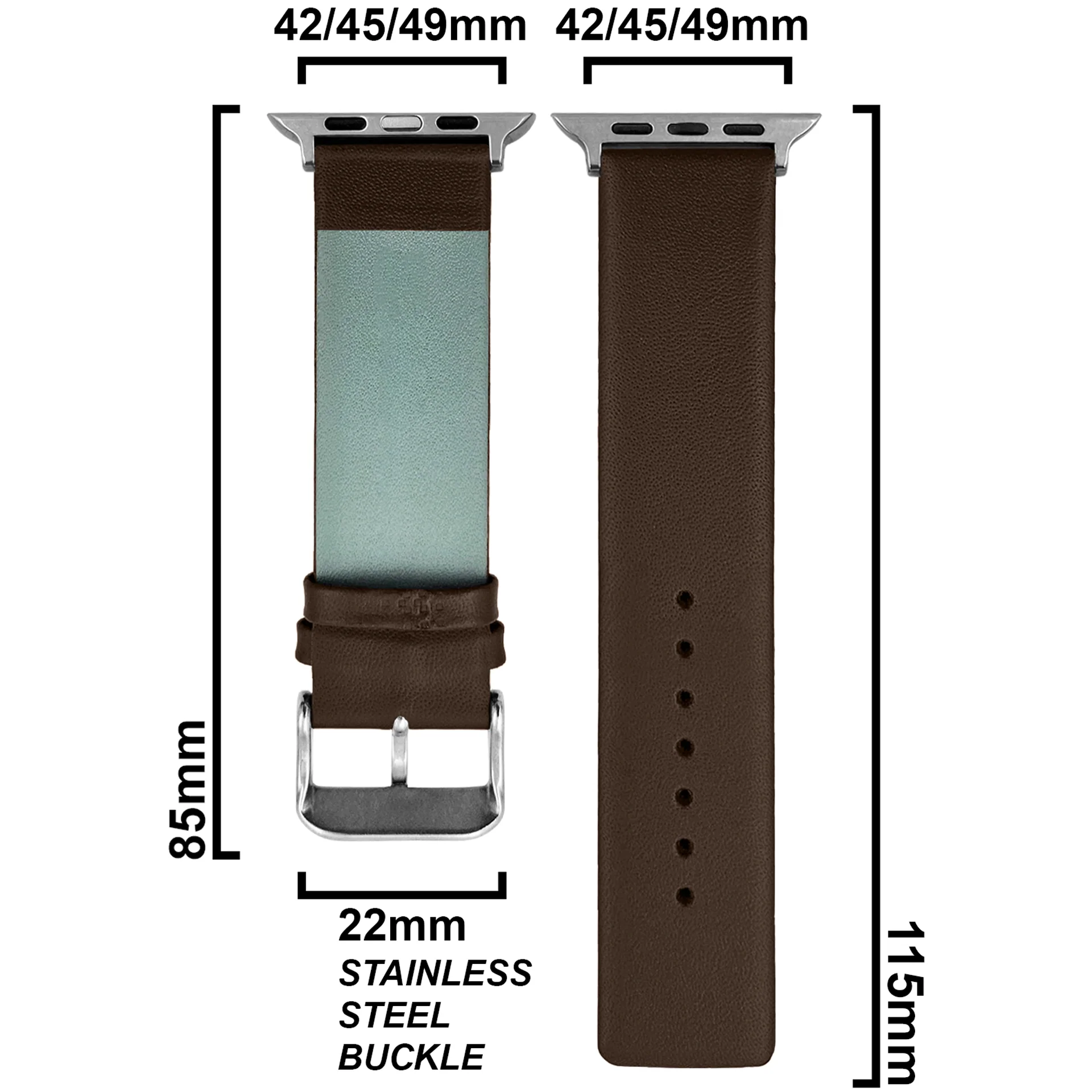 DBLACK [KIZARU] SEAMLESS NO-STITCH, LEATHER WATCH STRAP // DESIGNED FOR "APPLE" SMARTWATCHES - Image 8