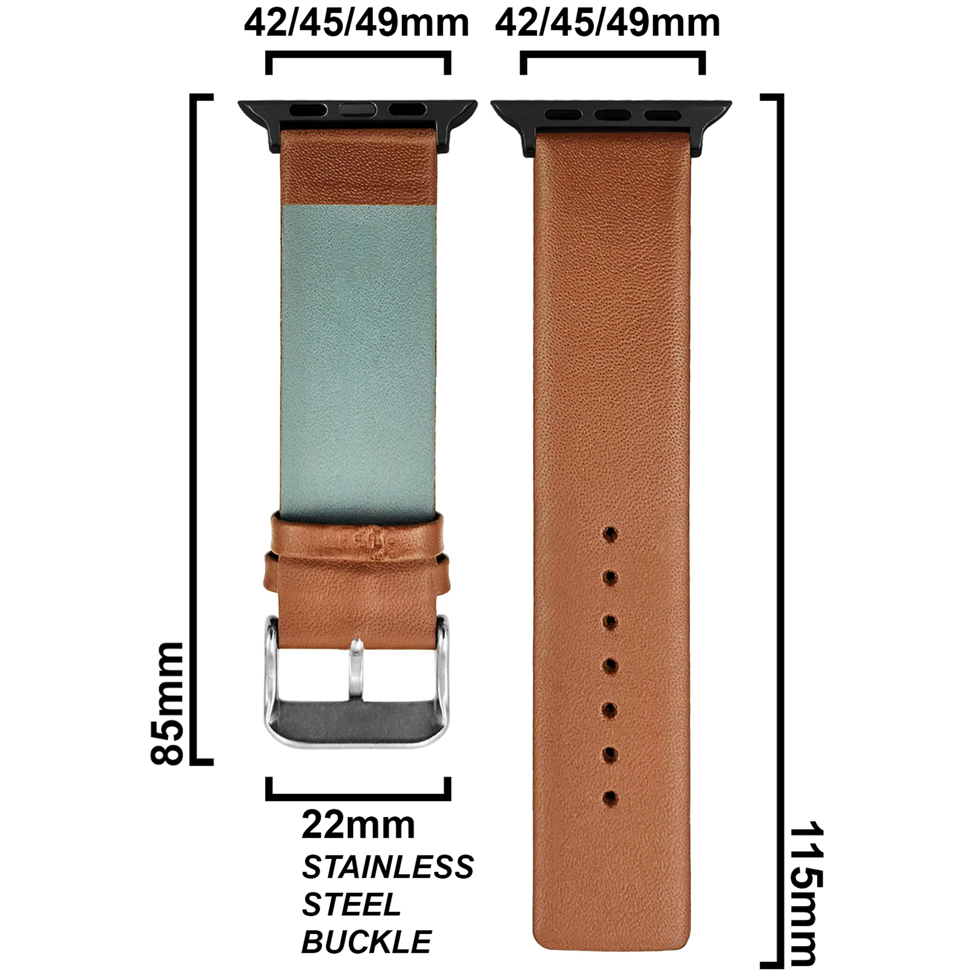DBLACK [KIZARU] SEAMLESS NO-STITCH, LEATHER WATCH STRAP // DESIGNED FOR "APPLE" SMARTWATCHES - Image 9