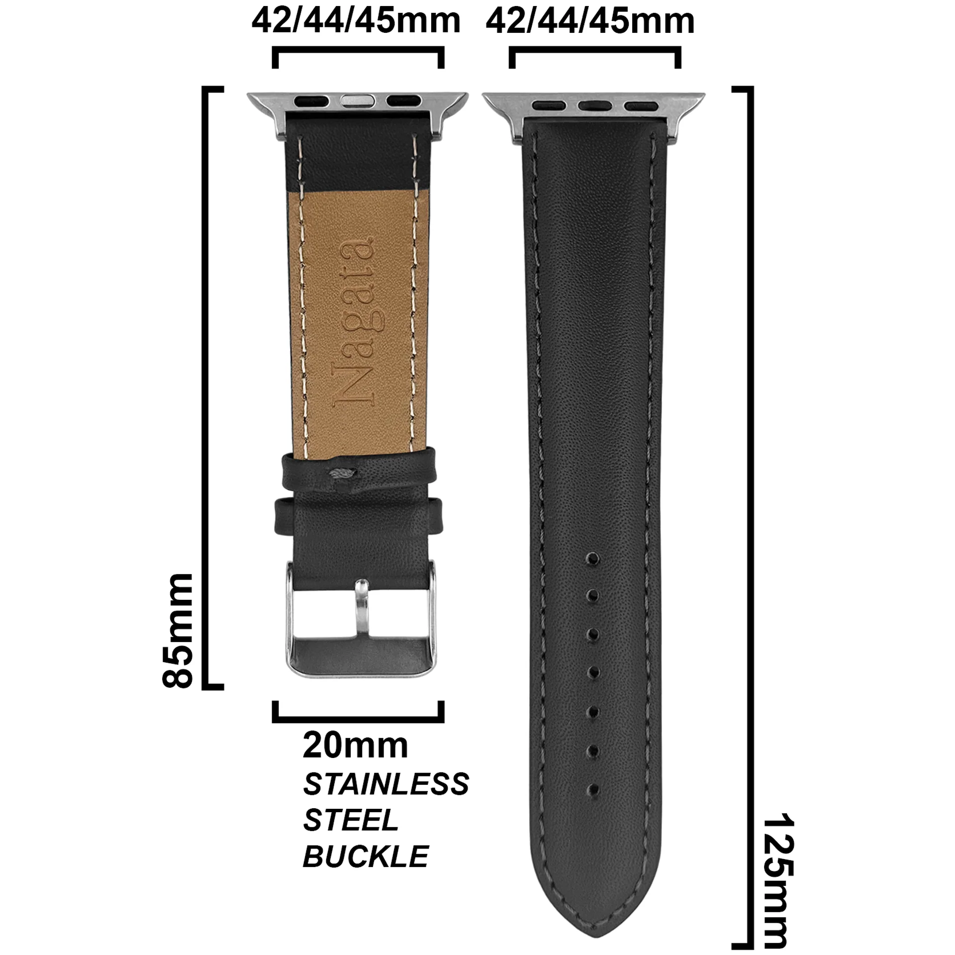 DBLACK [NAGATA2] LEATHER WATCH STRAP // DESIGNED FOR "APPLE" SMARTWATCHES - Image 5