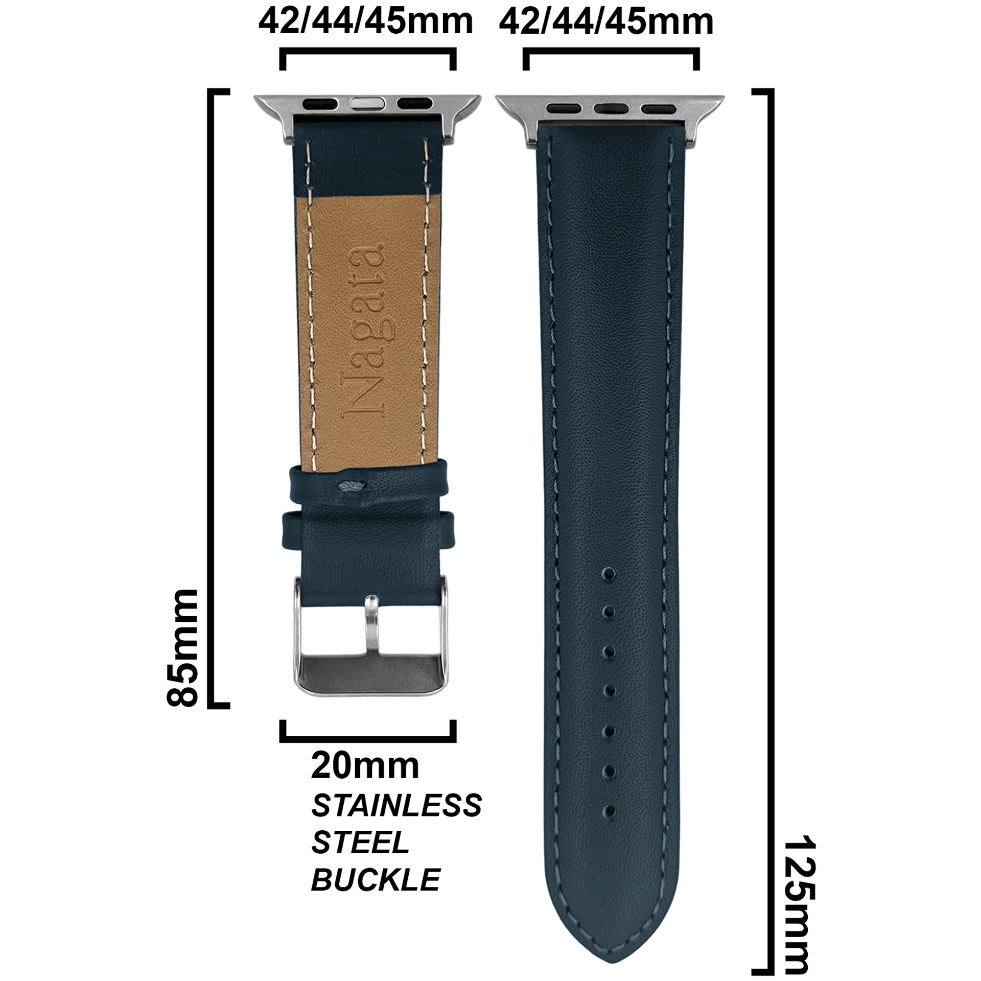 DBLACK [NAGATA2] LEATHER WATCH STRAP // DESIGNED FOR "APPLE" SMARTWATCHES - Image 6
