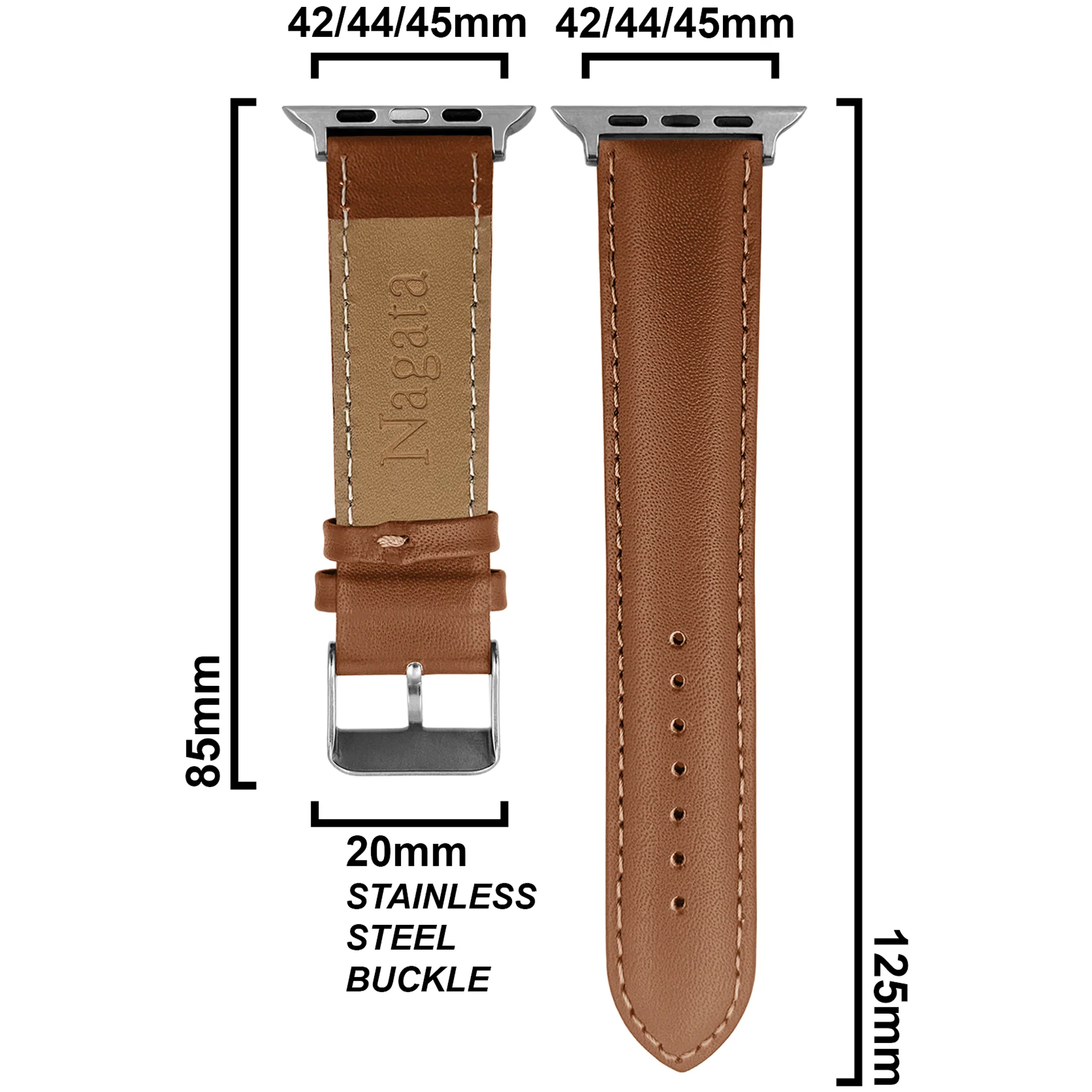 DBLACK [NAGATA2] LEATHER WATCH STRAP // DESIGNED FOR "APPLE" SMARTWATCHES - Image 8