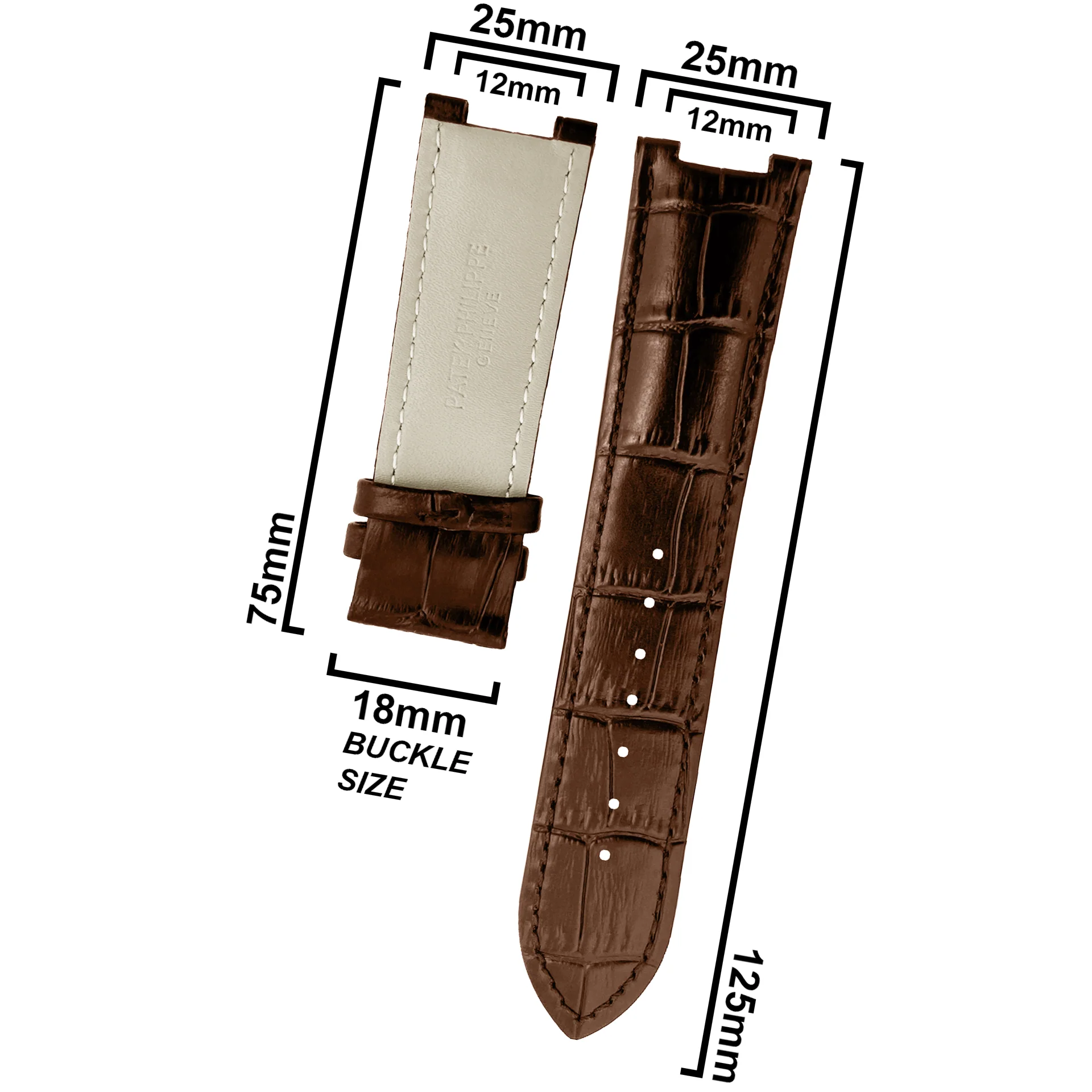 DBLACK [PKPDS1] 25MM CROCO DESIGN, LEATHER WATCH STRAP // FOR PATEK PHILIPPE WATCHES - Image 8