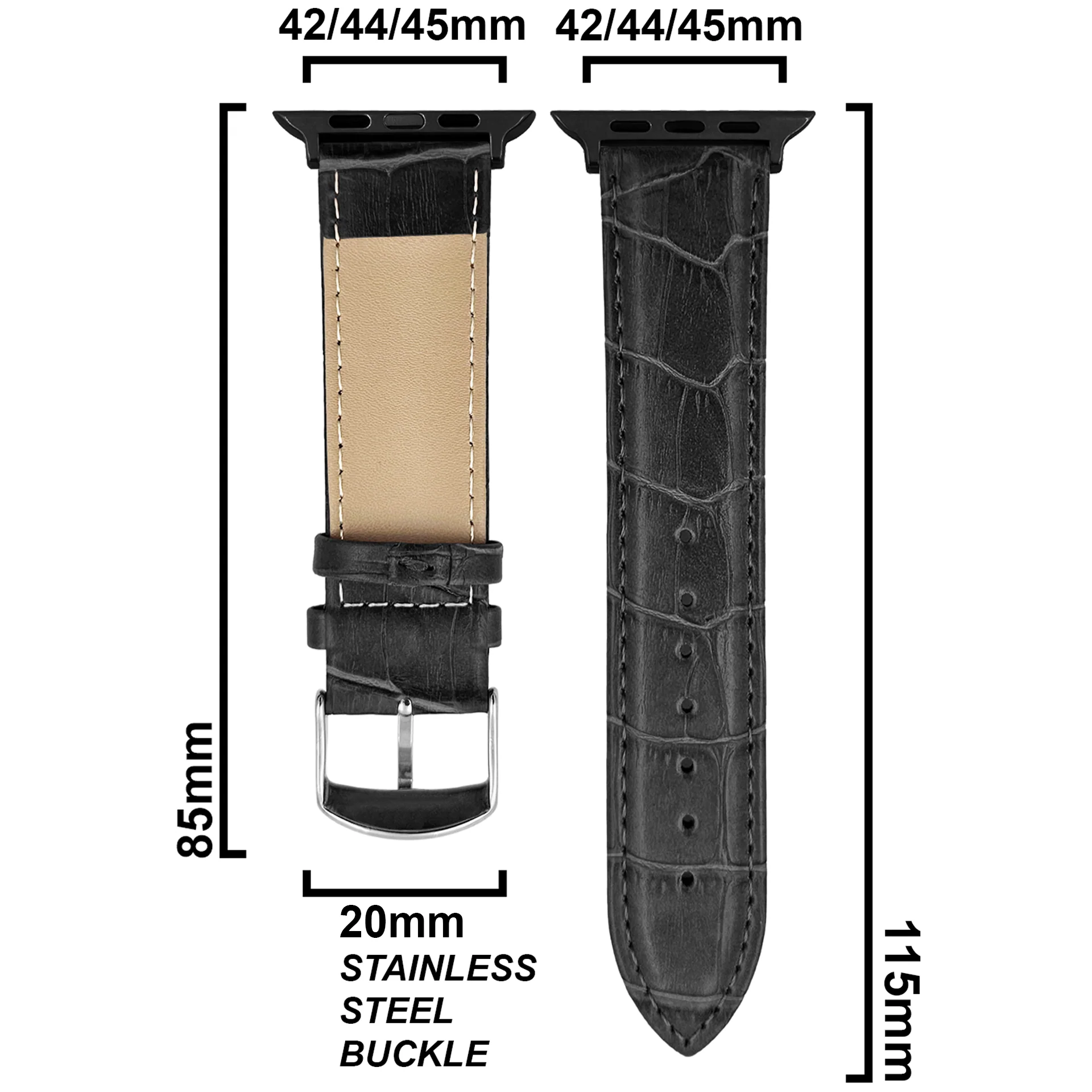 DBLACK [SAND] BAMBOO DESIGN, LEATHER WATCH STRAP // DESIGNED FOR "APPLE" SMARTWATCHES - Image 6