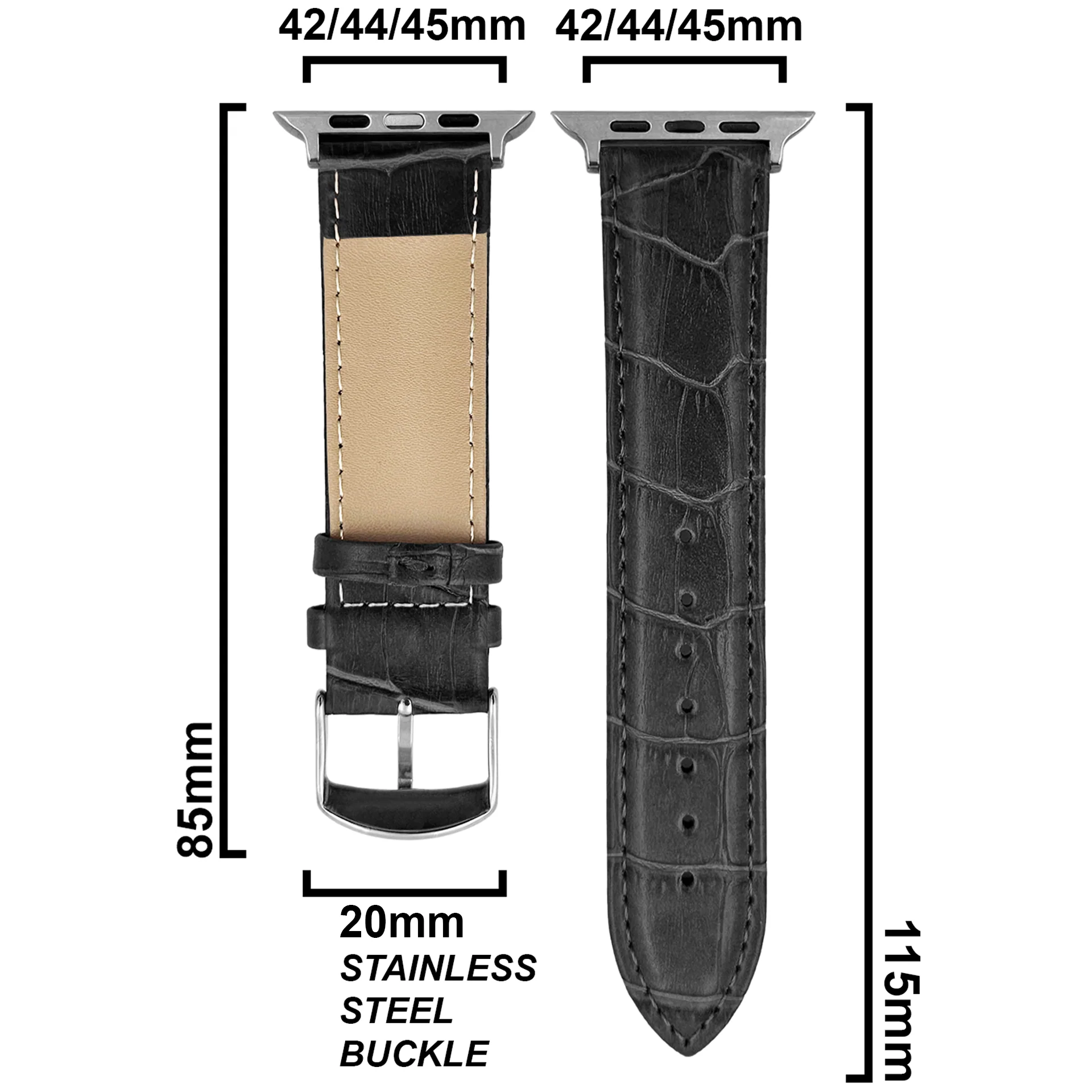 DBLACK [SAND] BAMBOO DESIGN, LEATHER WATCH STRAP // DESIGNED FOR "APPLE" SMARTWATCHES - Image 7