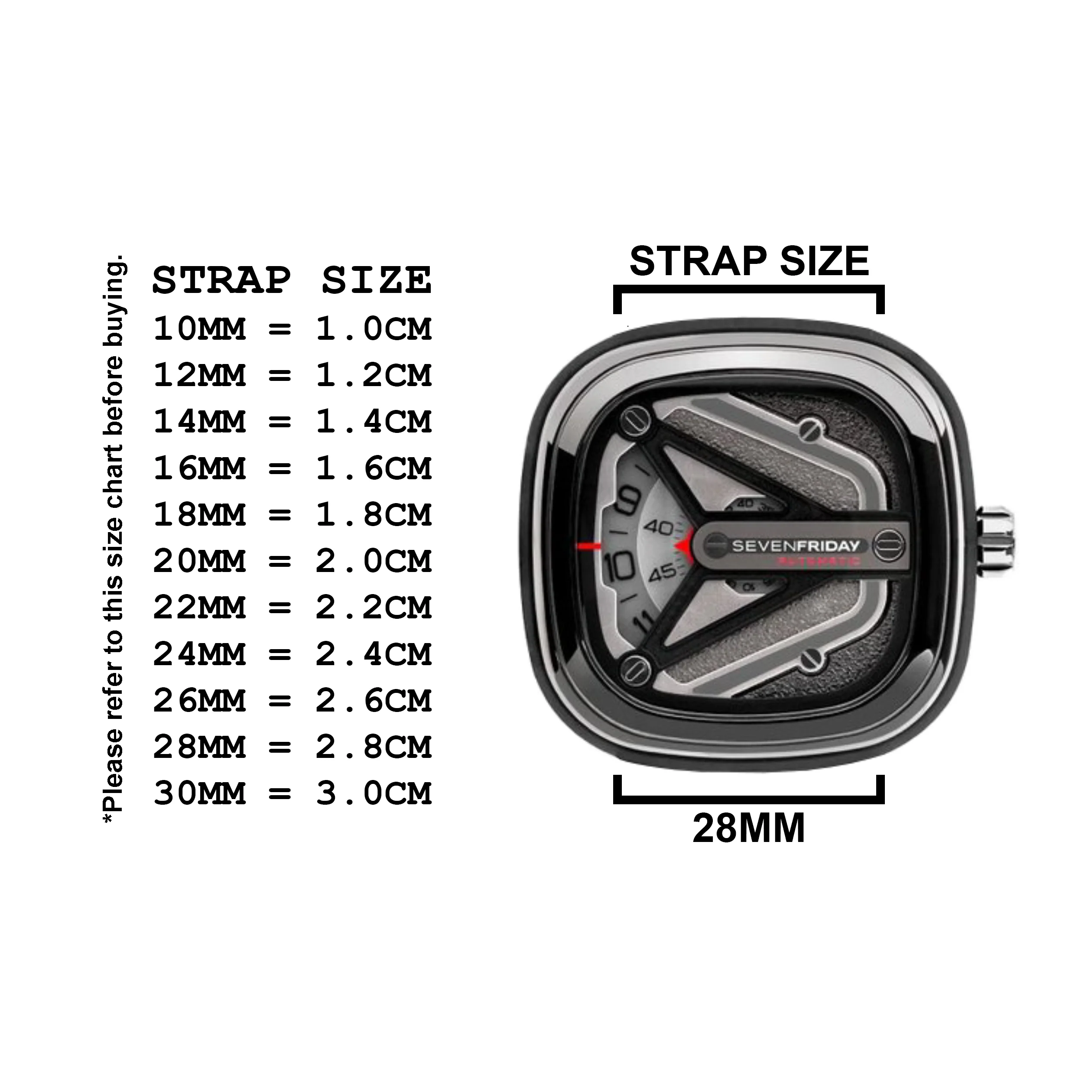 DBLACK [SFDS1] 28MM LEATHER WATCH STRAP // FOR "SEVENFRIDAY" WATCHES - Image 9