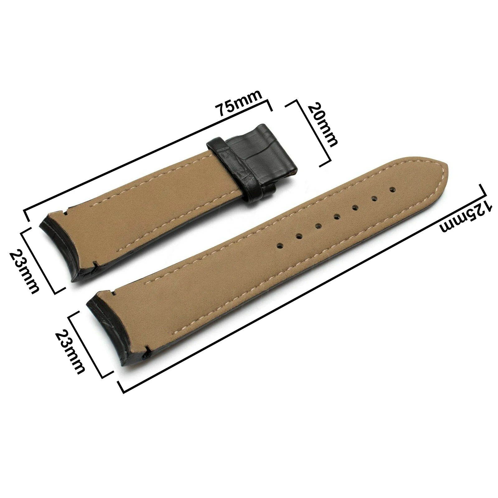 DBLACK [TST2] CROCO DESIGN, LEATHER WATCH STRAP // PERFECT FOR "TISSOT" COUTURIER 1853 & OTHER MODELS - Image 7